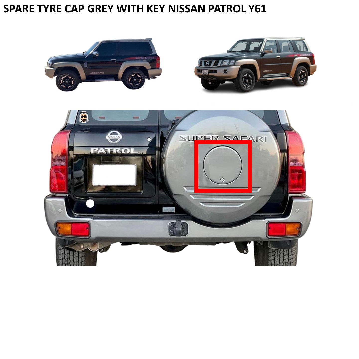 Spare Tyre Cap Grey with Key Nissan Patrol Y61 Super Safari VTC GU