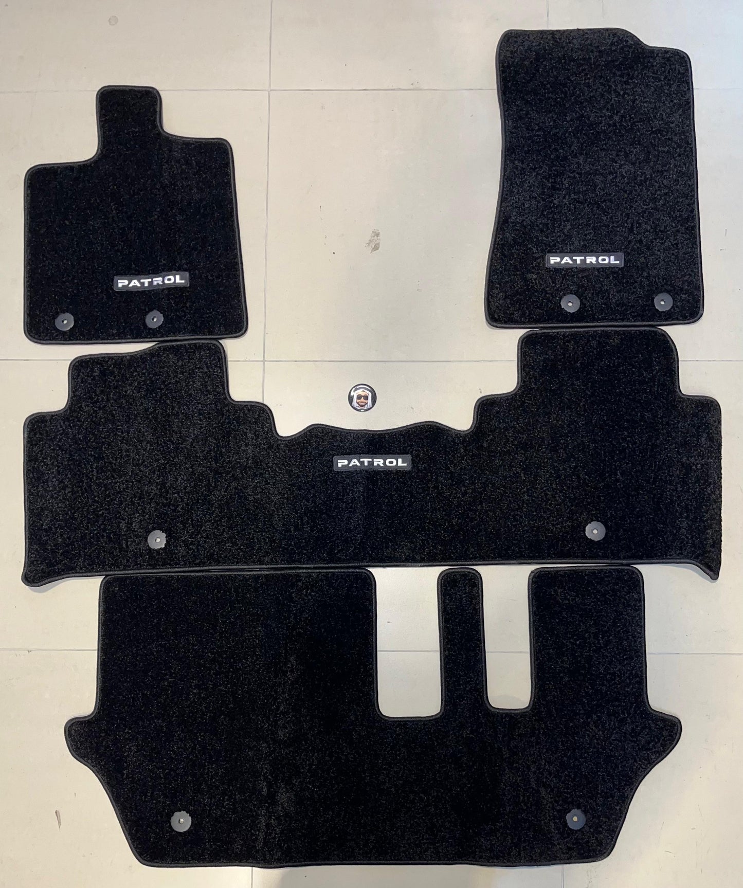 Nissan Patrol Y63 Luxury Black Floor Mats with Logo (4 Pieces)