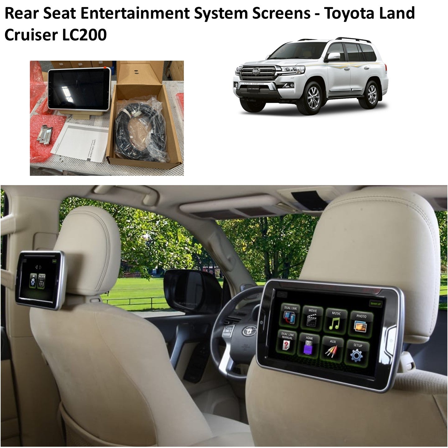 Rear Seat Entertainment System Screens - Toyota Land Cruiser LC200