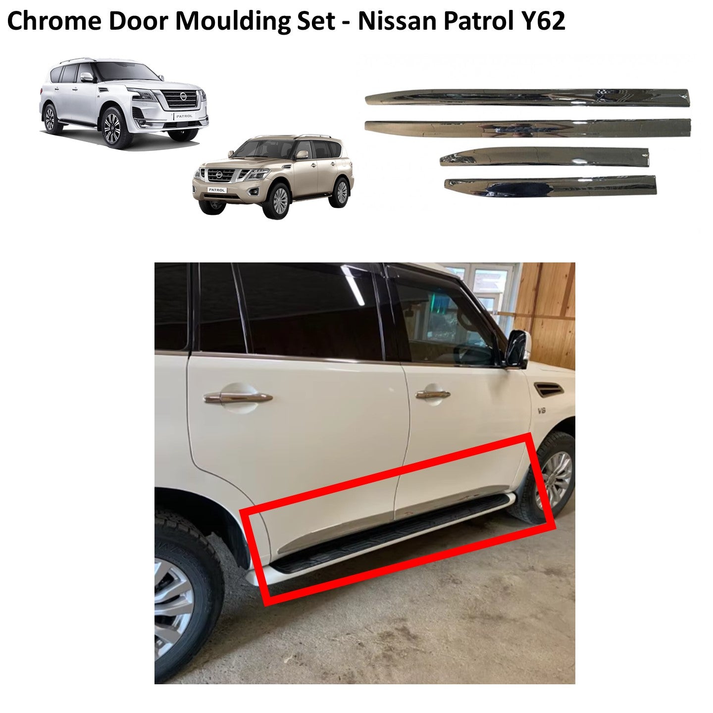 Chrome Door Moulding Set - Nissan Patrol Y62