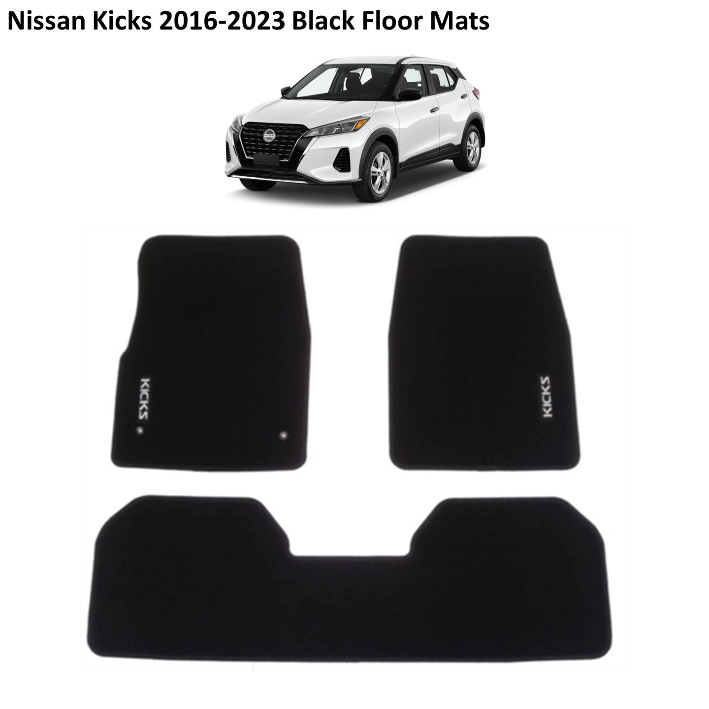 Nissan Kicks 2016-2023 Black Floor Mats with Logo