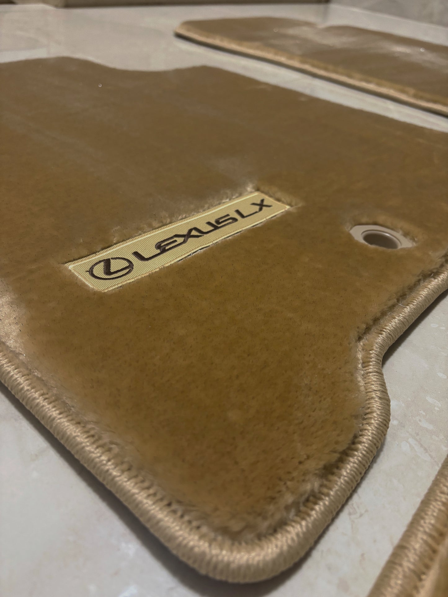 Lexus LX570 2013-2021 Ultra Soft Premium Beige Floor Mats with Logo