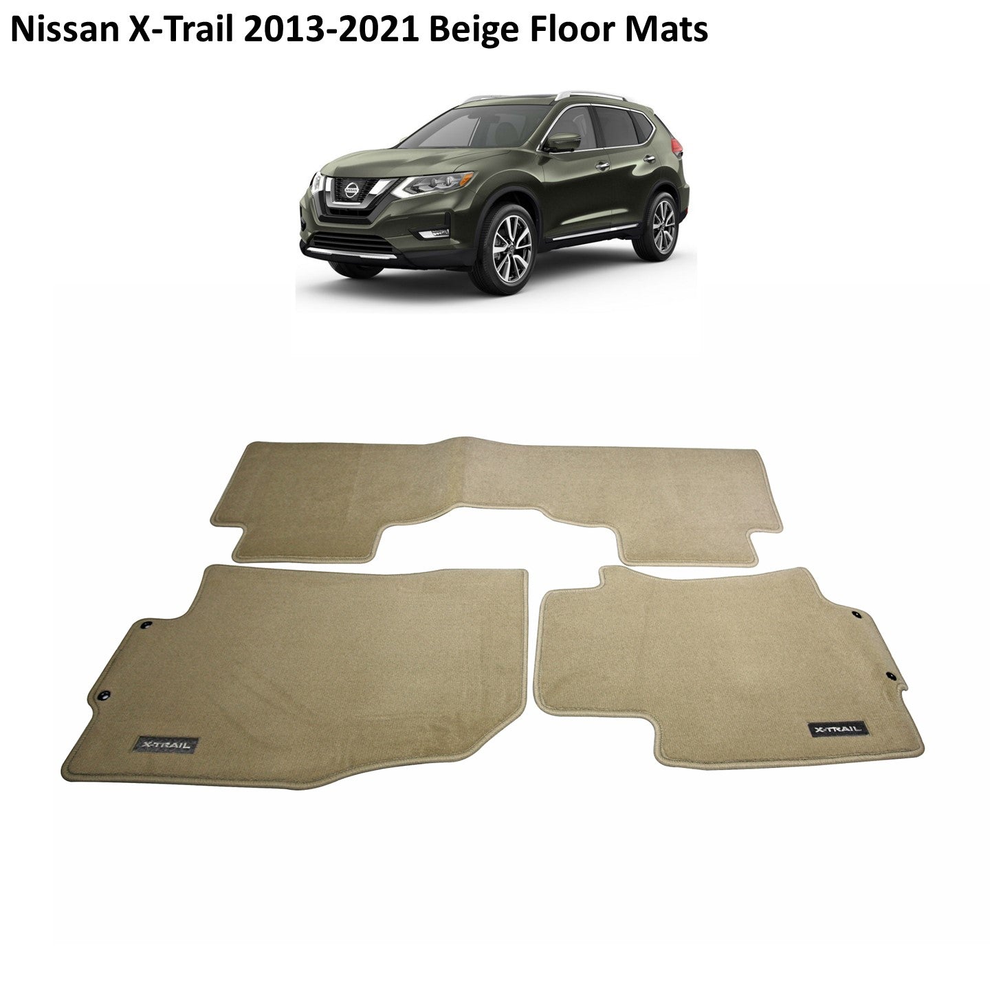 Nissan X-Trail 2013-2021 Beige Floor Mats with Logo