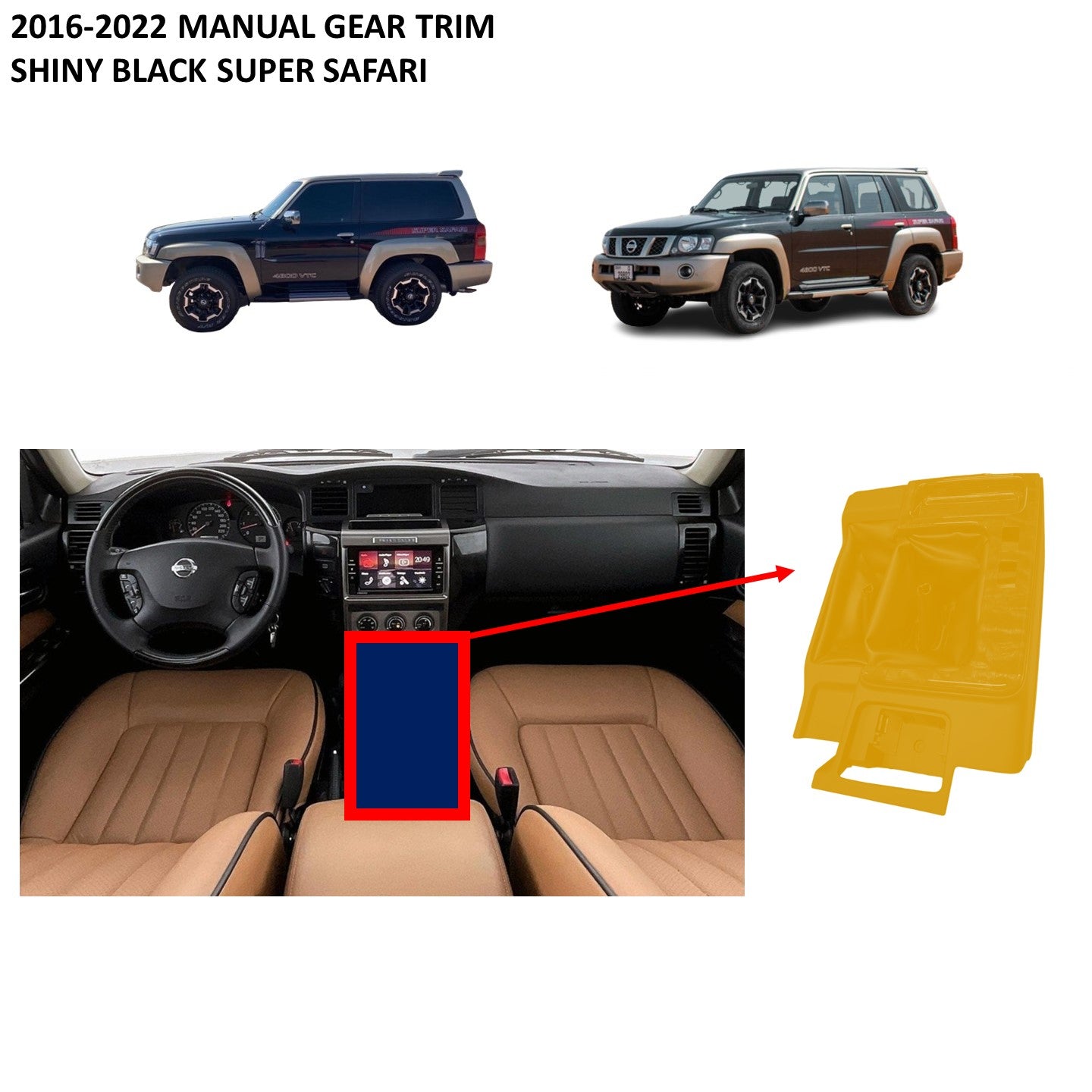 2016-2022 Manual Gear Trim (Shiny Black Wood, Super Safari) Nissan Patrol Y61 VTC GU