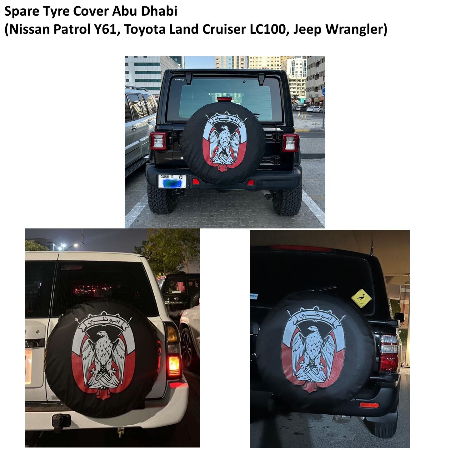 Spare Tyre Cover Abu Dhabi (Nissan Patrol Y61 Y60, Toyota Land Cruiser LC100, Jeep Wrangler)