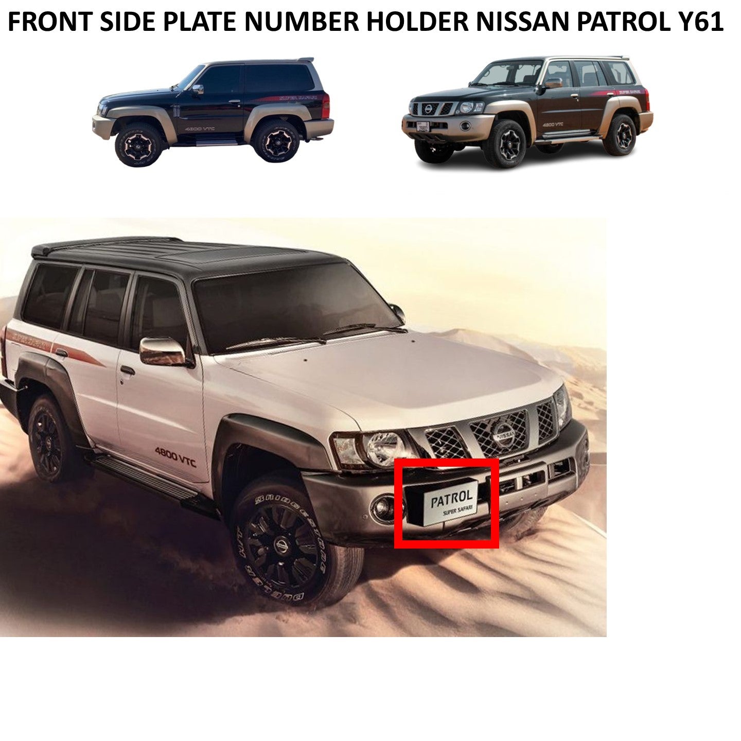 Front Side Plate Number Holder Nissan Patrol Y61 Super Safari VTC GU
