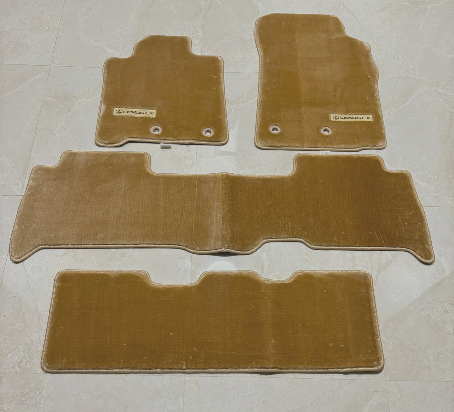 Lexus LX570 2013-2021 Ultra Soft Premium Beige Floor Mats with Logo
