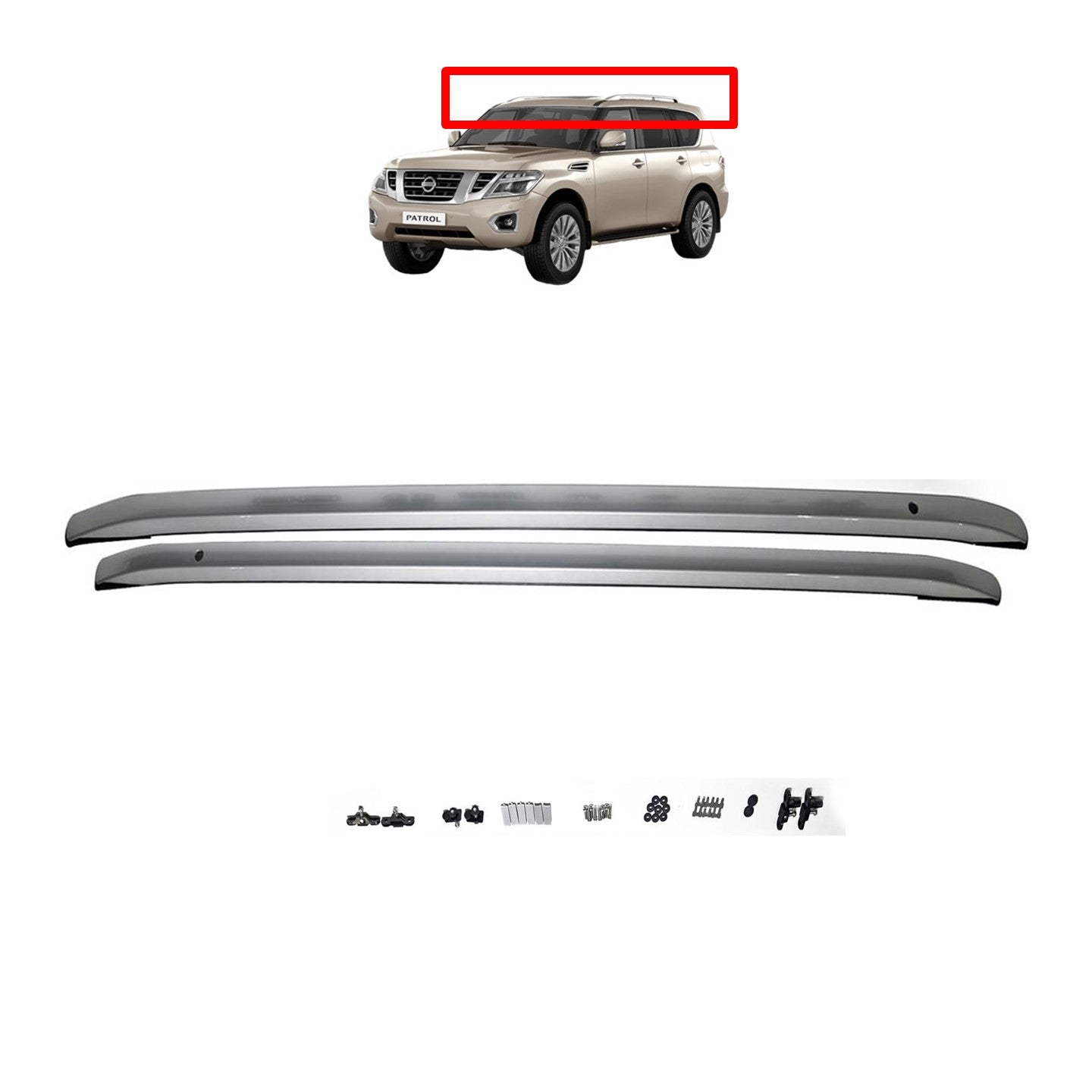 Smart Silver Roof Rails Nissan Patrol Y62 (Flush Type)