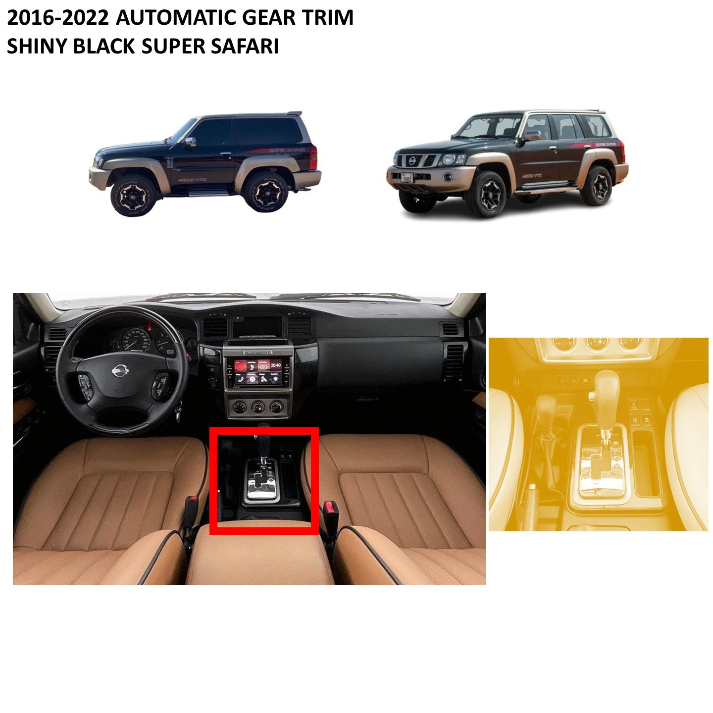 2017-2022 Automatic Gear Trim (Shiny Black Wood, Super Safari) Nissan Patrol Y61 VTC GU