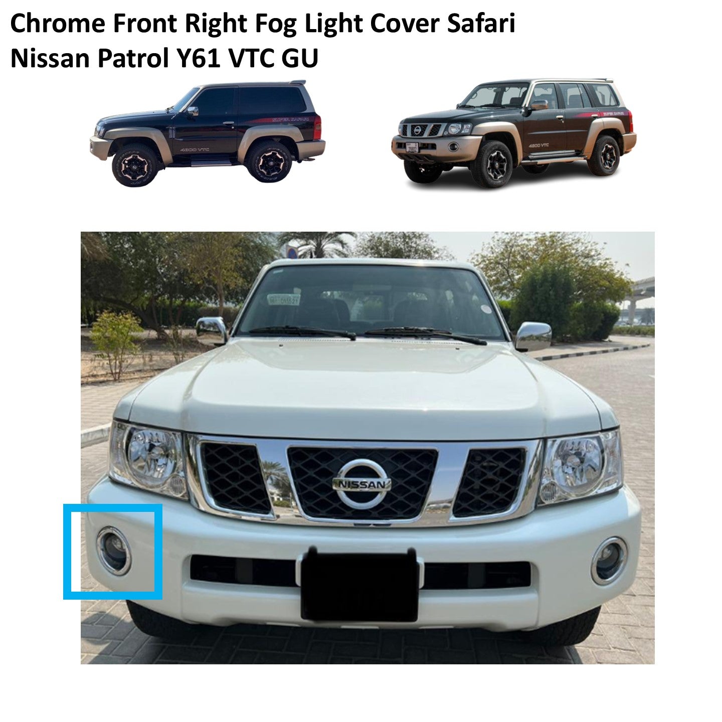 Chrome Front Right Fog Light Housing Cover Safari Nissan Patrol Y61 VTC GU