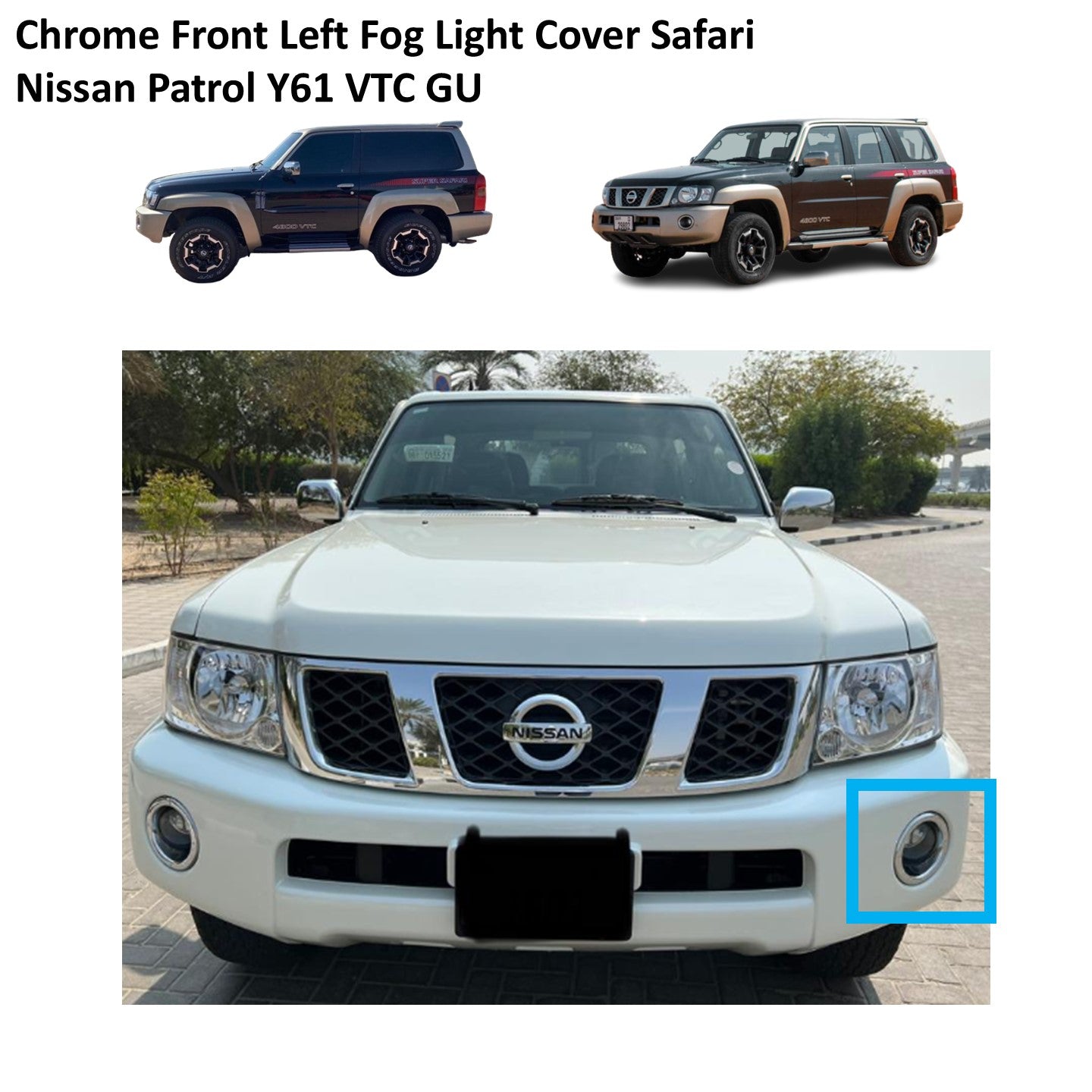 Chrome Front Left Fog Light Housing Cover Safari Nissan Patrol Y61 VTC GU