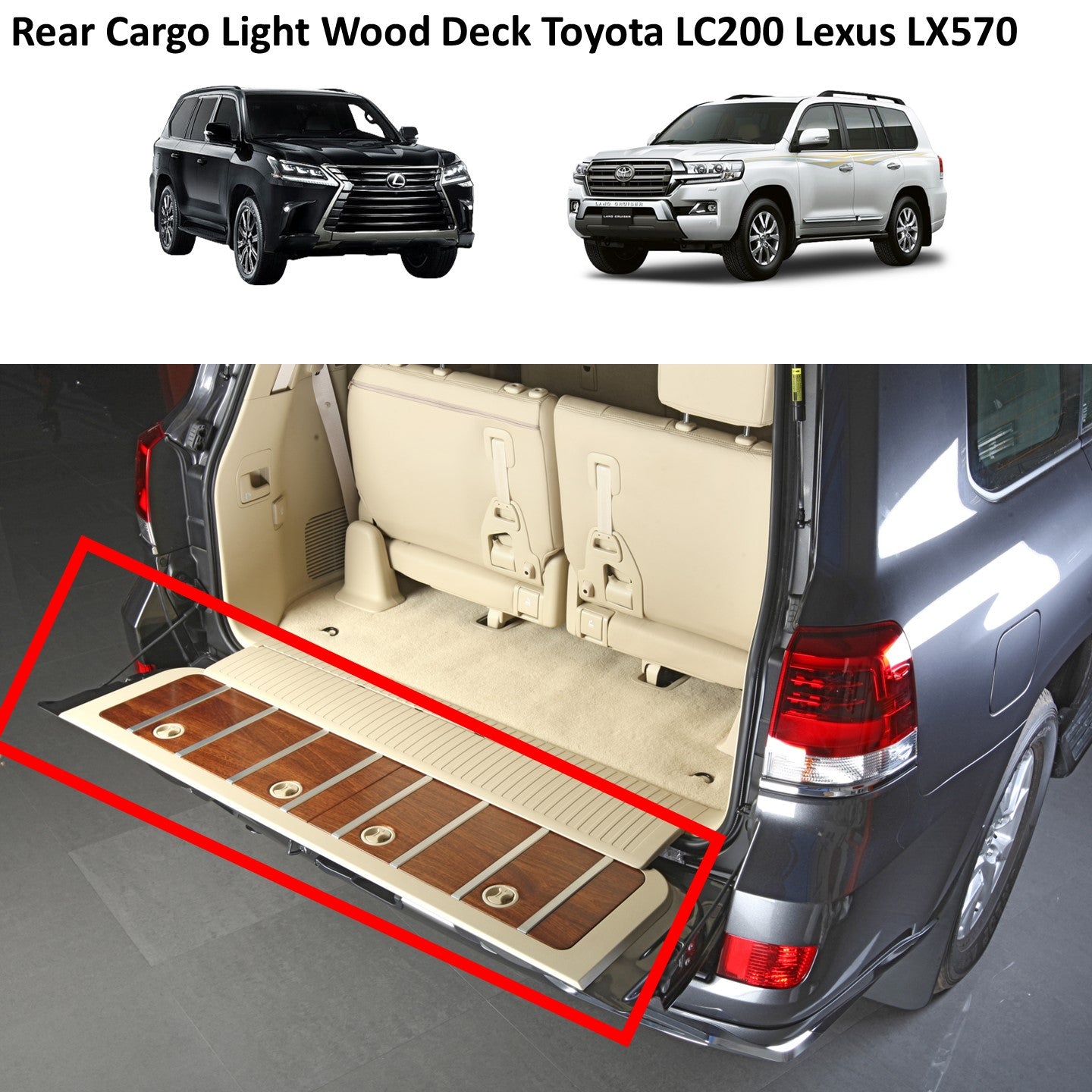 Rear Cargo Light Wood Deck Liner for Toyota LC200 and Lexus LX570