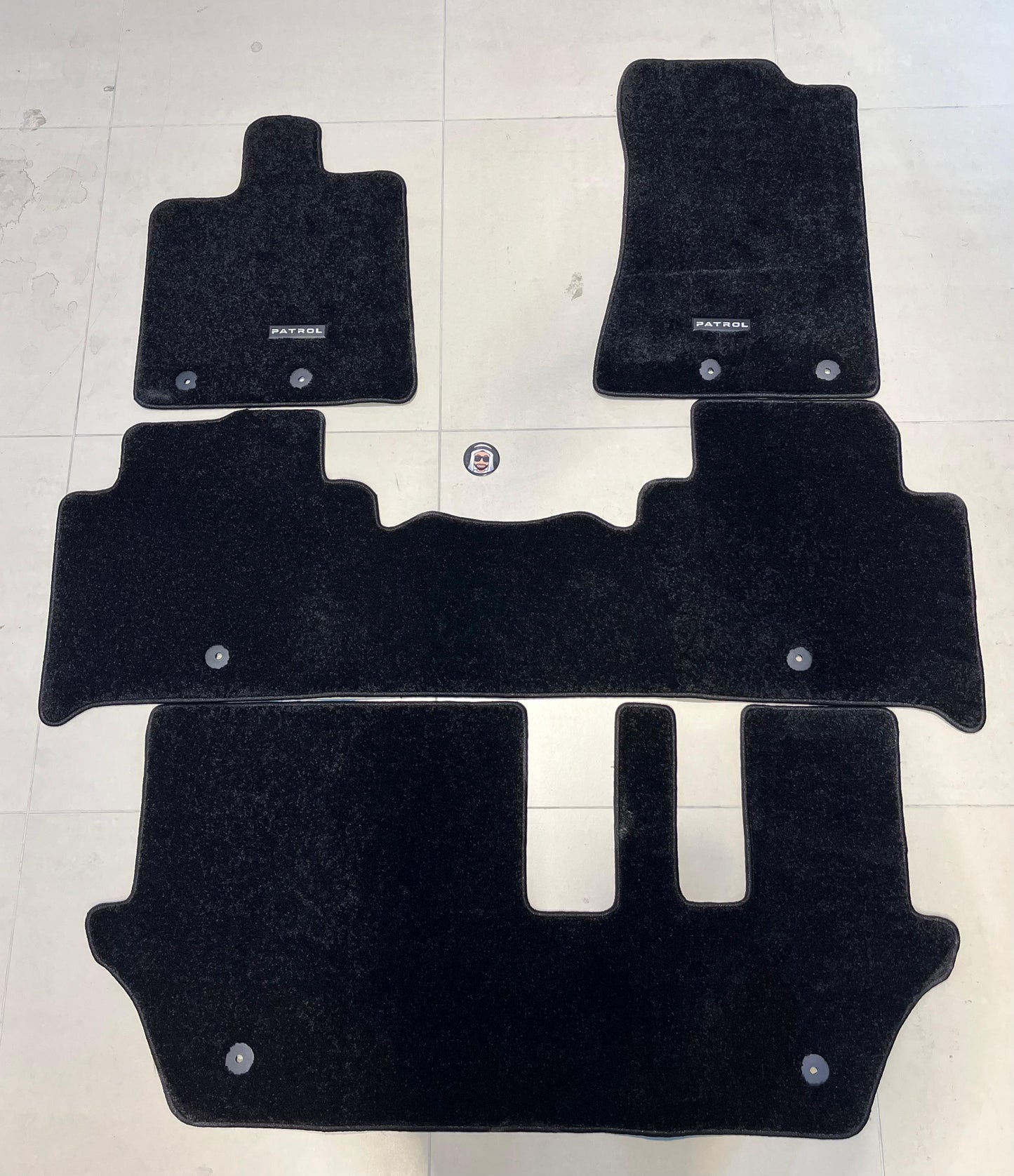 Nissan Patrol Y63 Black Floor Mats with Logo (4 Pieces)