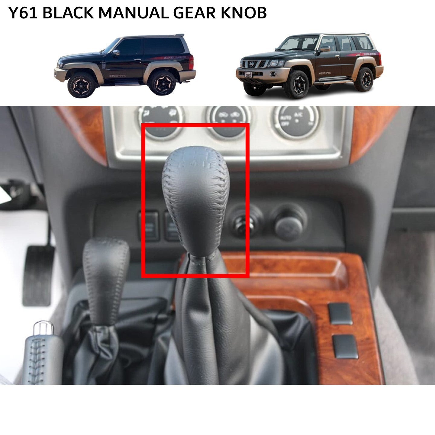 Y61 Black Manual Gear Knob Nissan Patrol Y61 Super Safari VTC GU