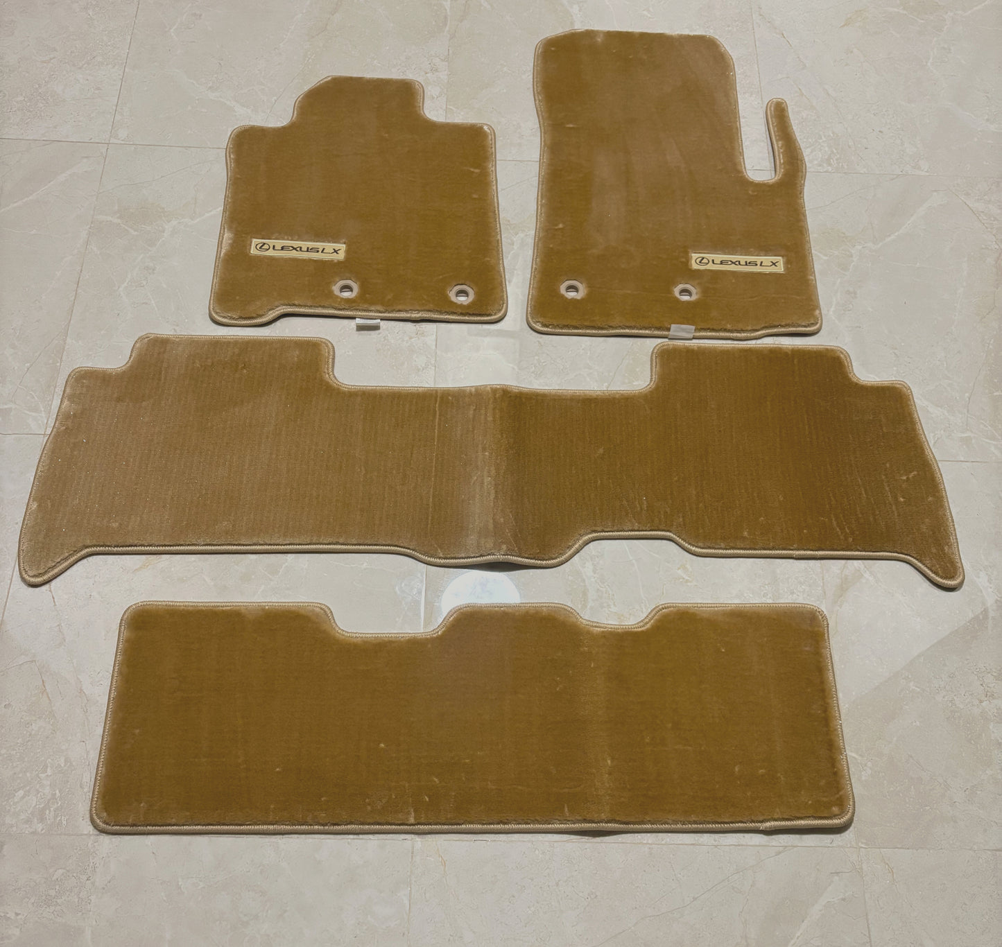 Lexus LX570 2013-2021 Ultra Soft Premium Beige Floor Mats with Logo