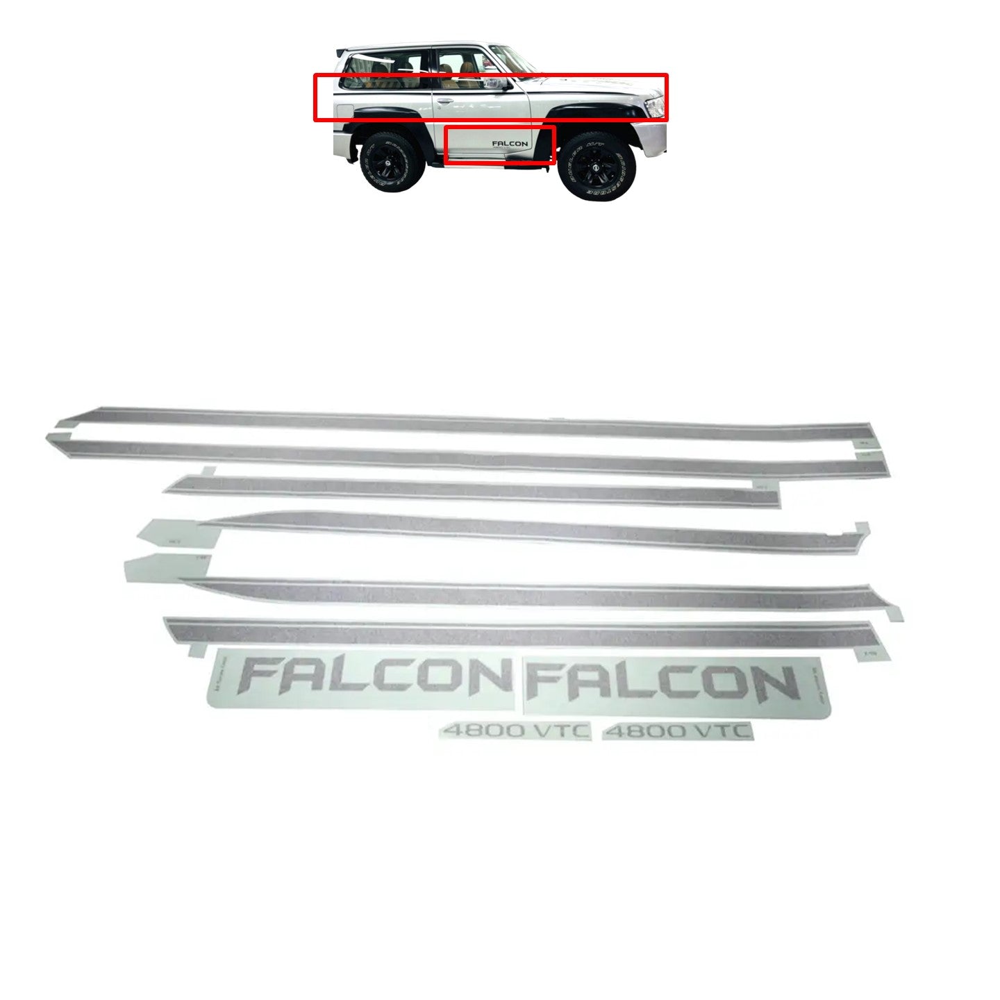 Falcon SWB Side Stripe Sticker Black (Nissan Patrol Y61 2-door VTC GU)