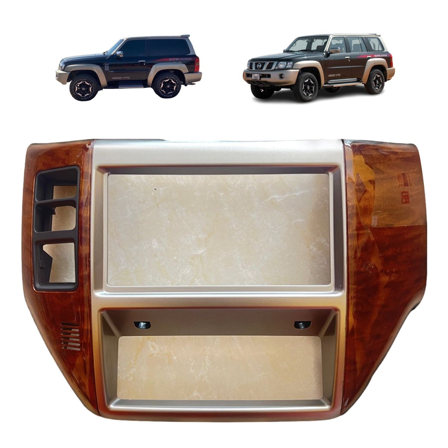 Shiny Wood Dash Trim Screen Frame (Brown, Super Safari Screen Size) Nissan Patrol Y61 VTC GU