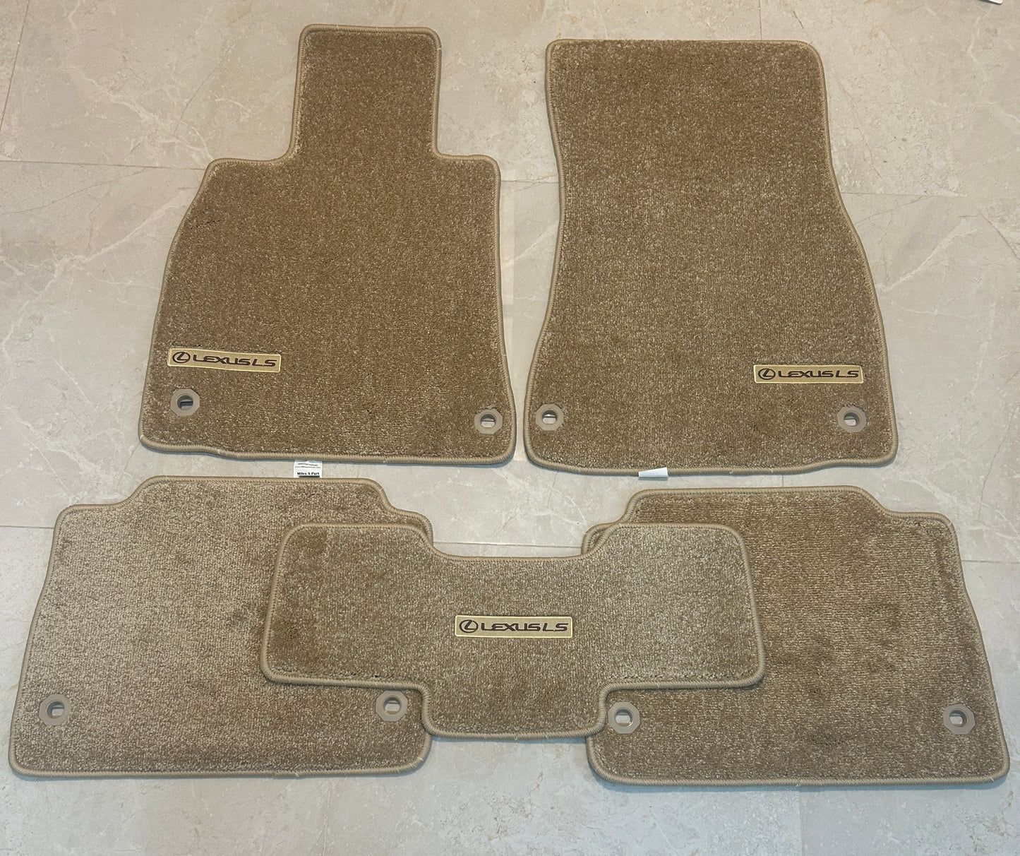 Lexus LS460 Short (2007 to 2012) Luxury Beige Floor Mats with Logo