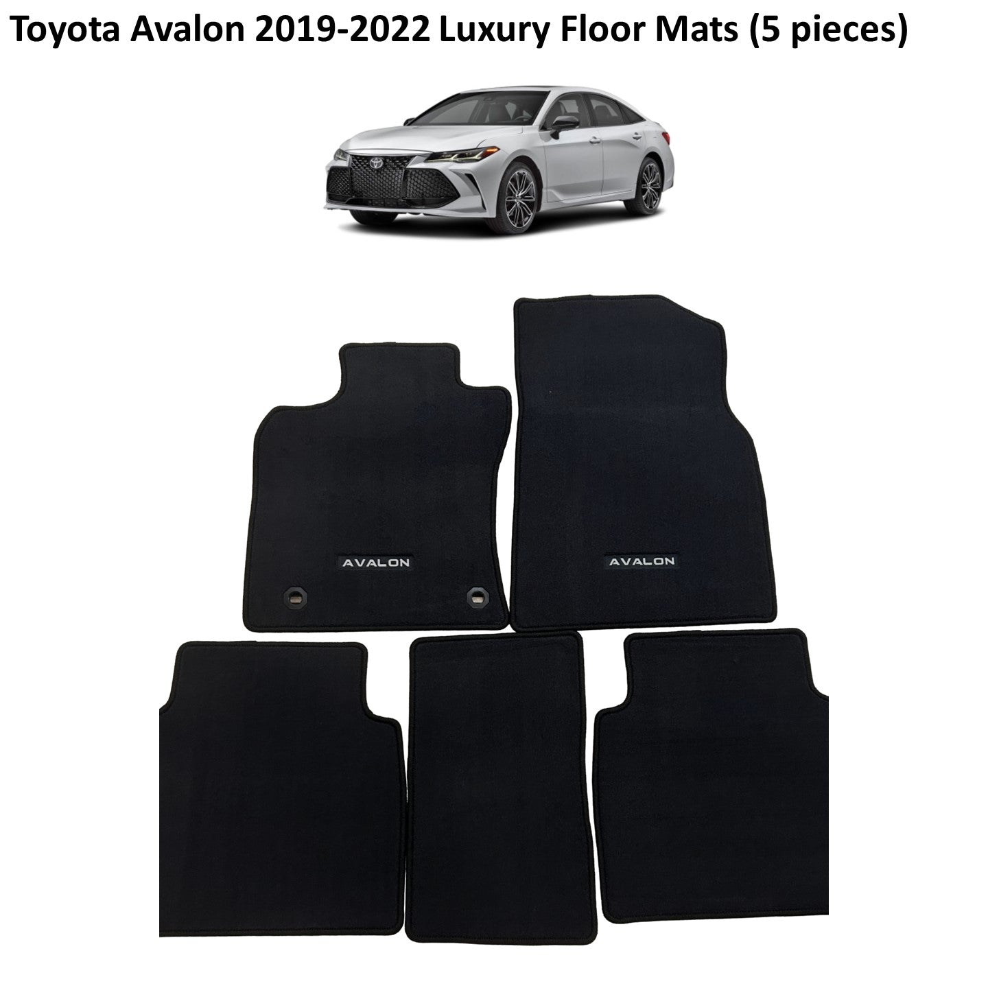 Toyota Avalon 2019-2022 Luxury Black Floor Mats with Logo (5 pieces)