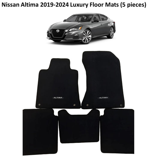 Nissan Altima 2019-2025 Luxury Black Floor Mats with Logo (5 pieces)