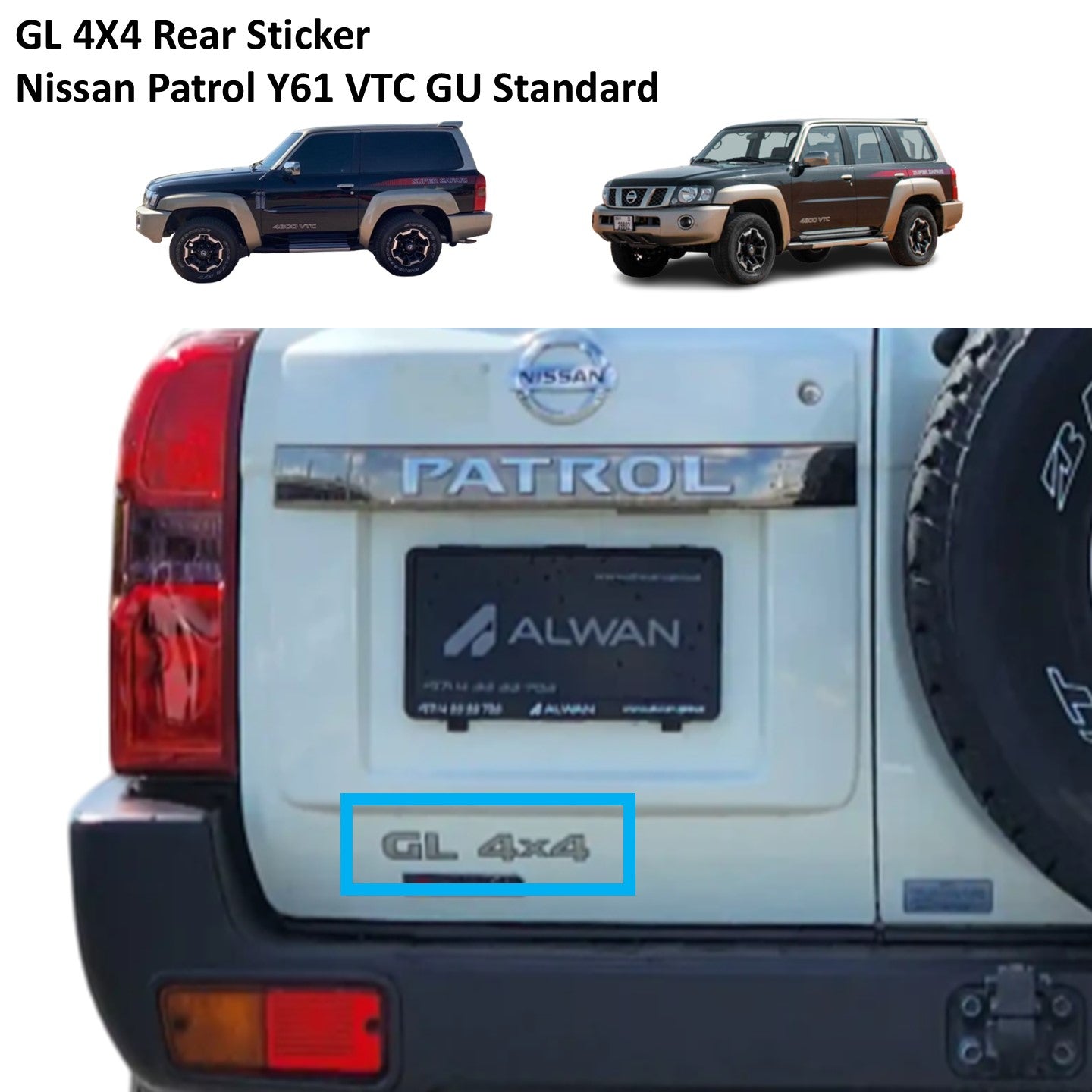 GL 4X4 Rear Sticker Nissan Patrol Y61 VTC GU Standard