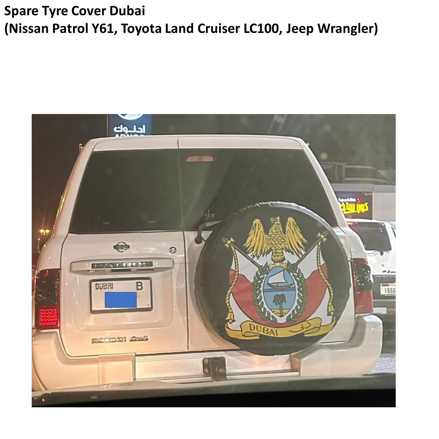 Spare Tyre Black Cover Dubai (Nissan Patrol Y61 Y60, Toyota Land Cruiser LC100, Jeep Wrangler)