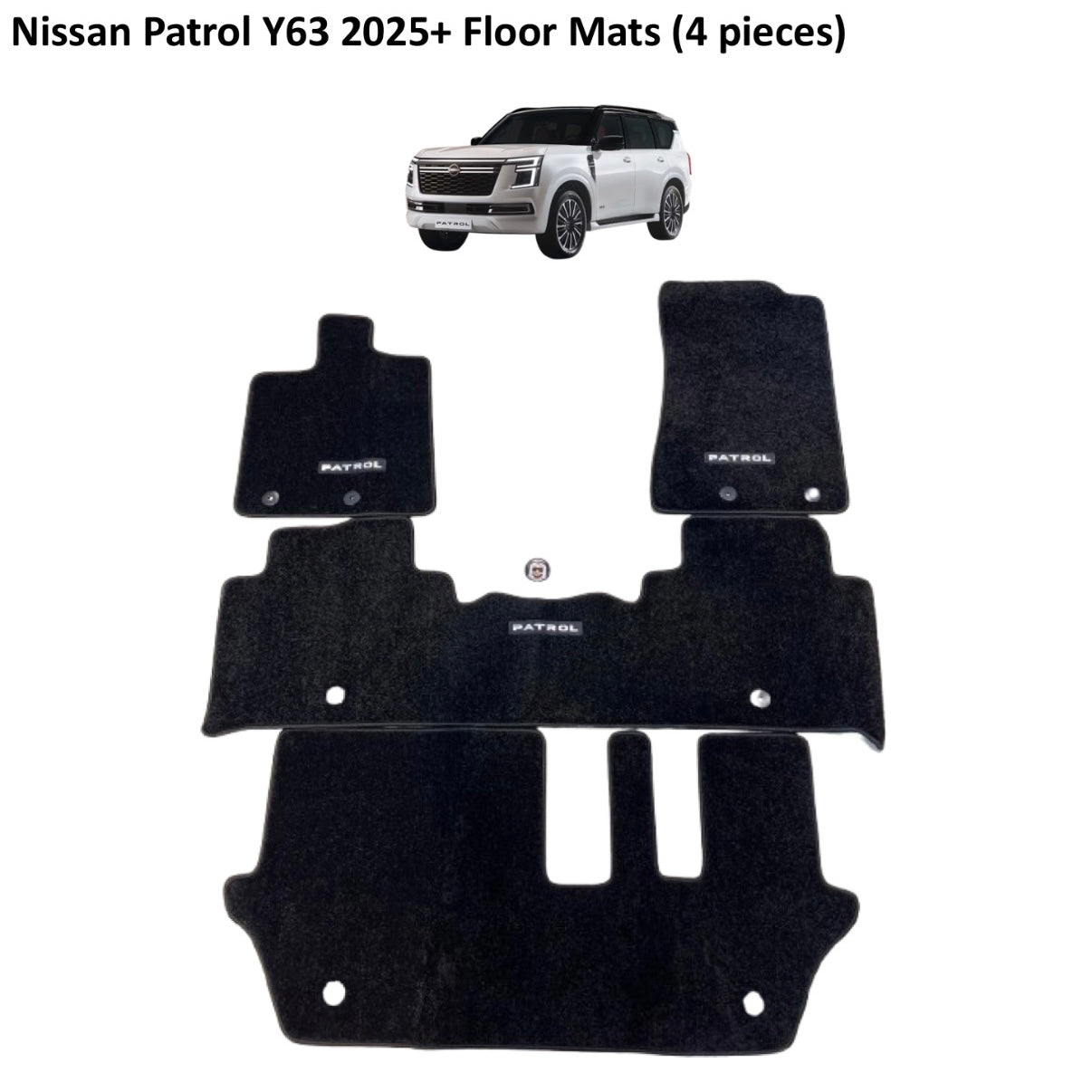 Nissan Patrol Y63 Luxury Black Floor Mats with Logo (4 Pieces)