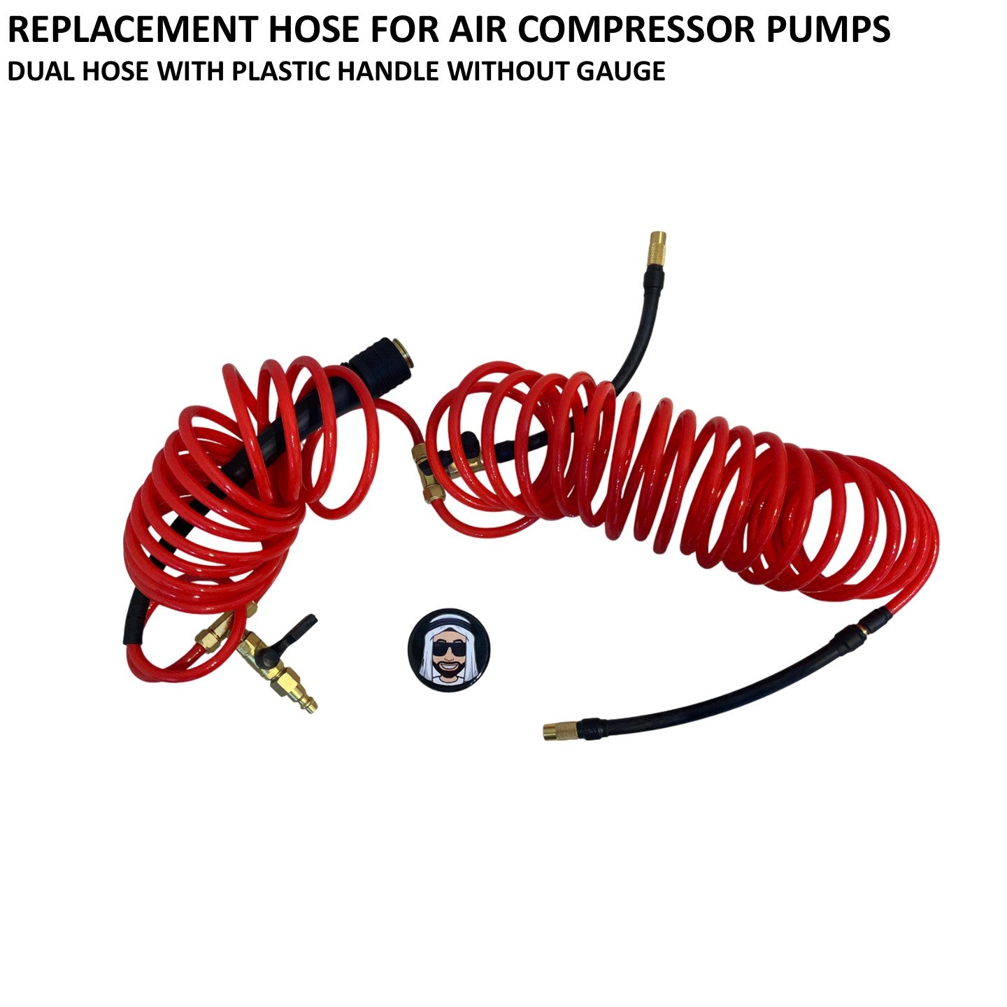 Replacement Hose for Air Compressor Pumps (Dual hose with plastic handle without Gauge)