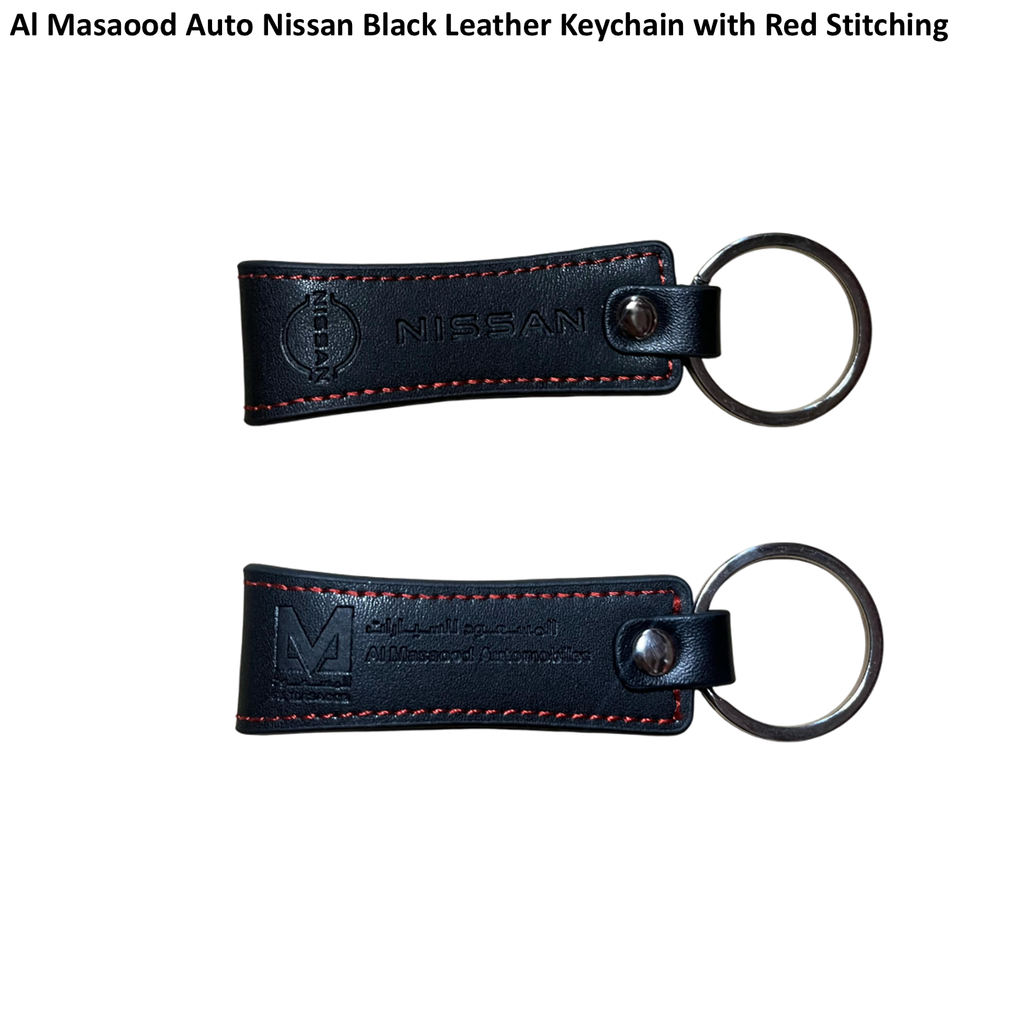 Al Masaood Nissan Black Leather Key Chain with Red Stitching