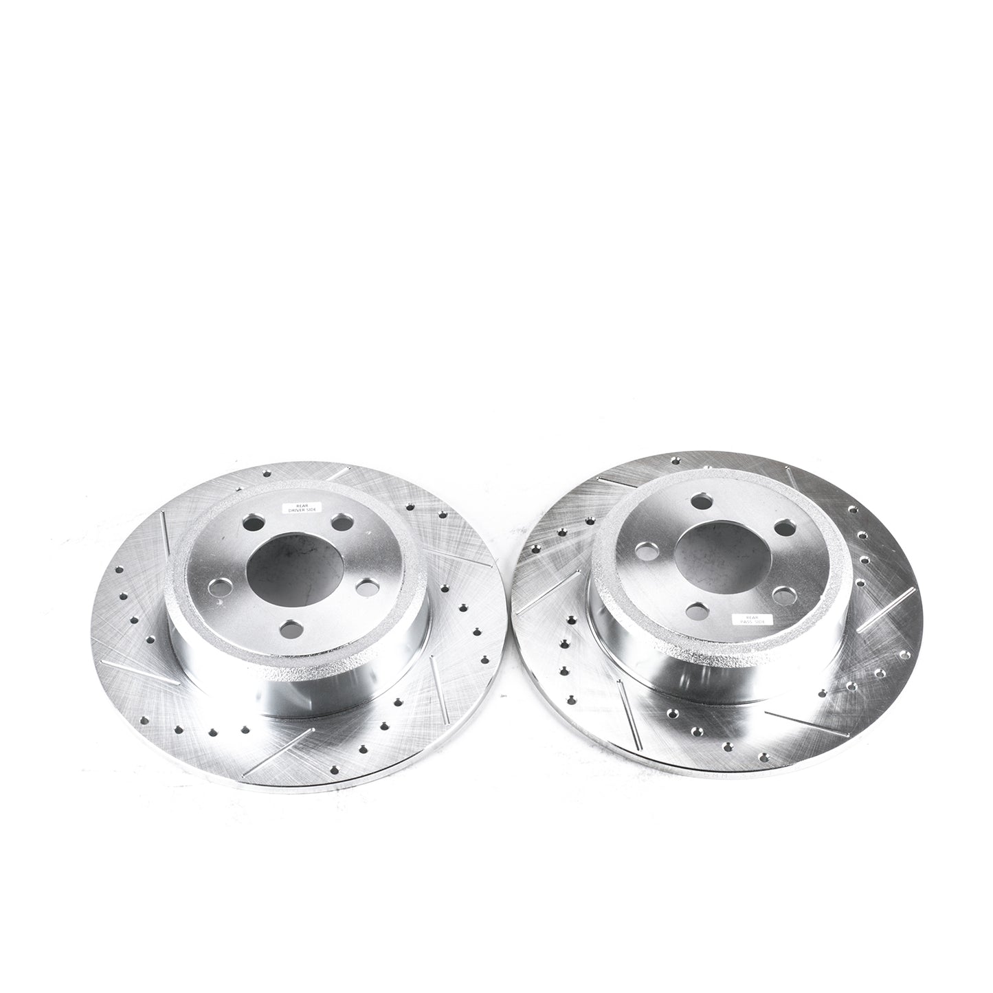 Dodge V6 Single Piston - Rear Drilled and Slotted Brake Disc Rotors by PowerStop Evolution (Charger Challenger RWD Chrysler 300 Magnum) (AR8361XPR)