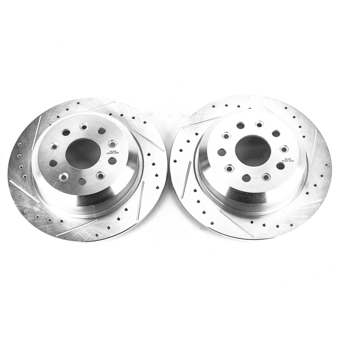 Jeep Wrangler JL - Rear Drilled and Slotted Brake Disc Rotors by PowerStop Evolution (Brake Code BR2 BR6) (AR8388XPR)