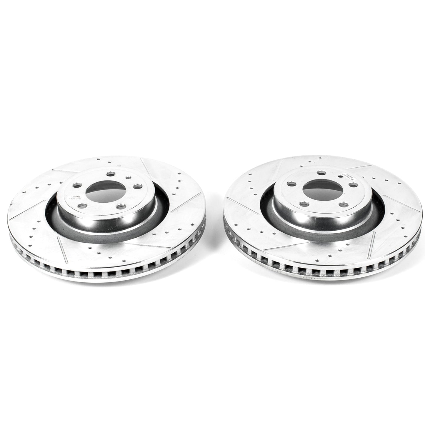 Ford Mustang (4 piston) (2015-2020) - Front Drilled and Slotted Brake Disc Rotors by PowerStop Evolution (EcoBoost GT) (AR85157XPR)