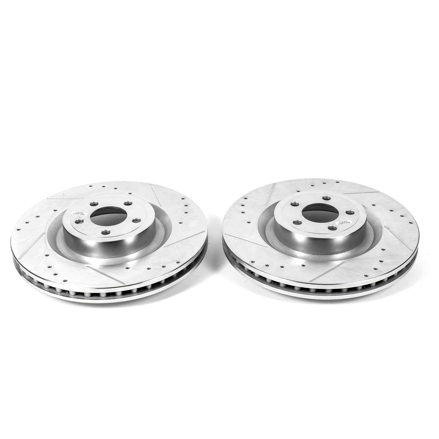 Ford Mustang (6 piston) (2015-2023) - Front Drilled and Slotted Brake Disc Rotors by PowerStop Evolution (GT Premium Bullitt Mach 1) (AR85159XPR)