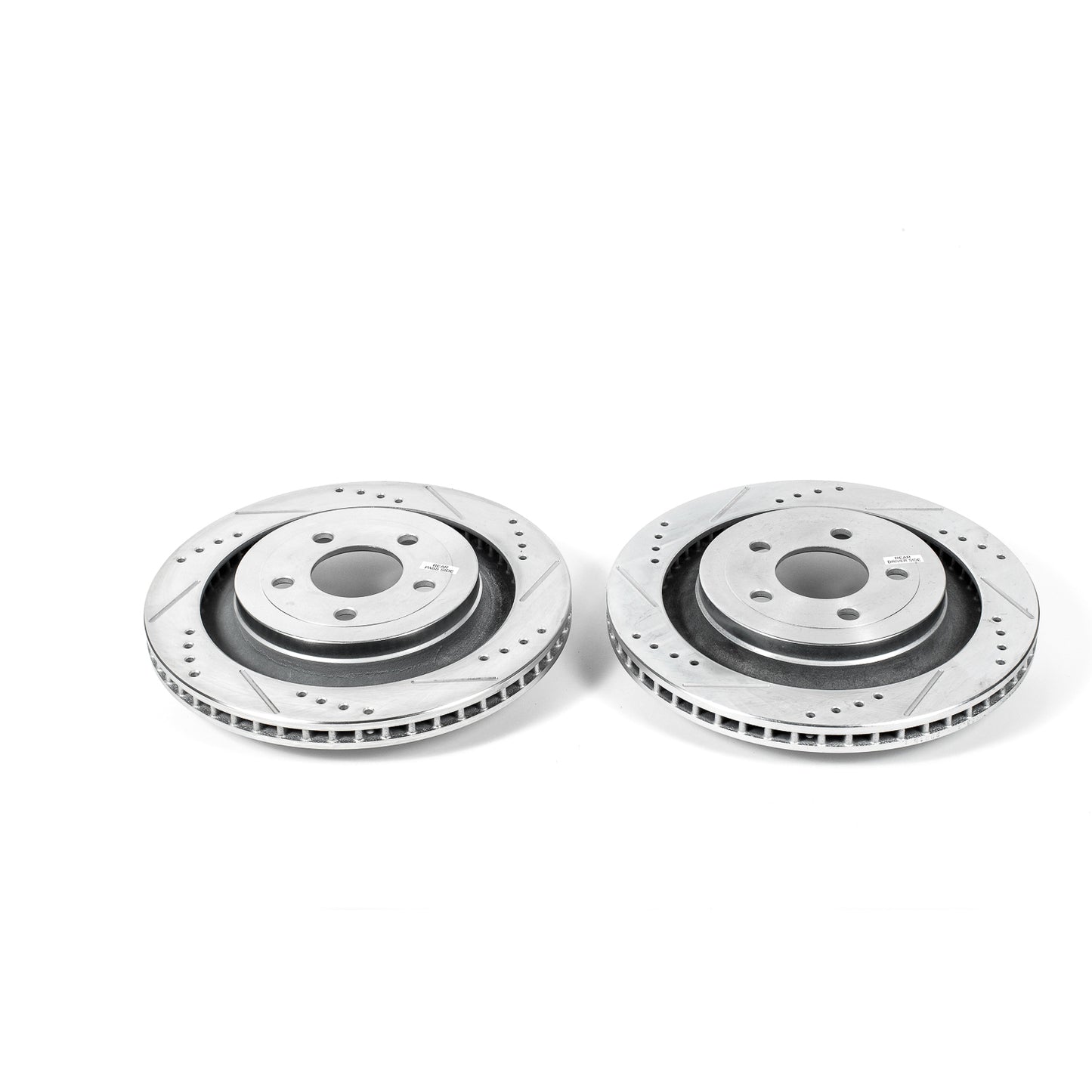 Ford Mustang (4 and 6 piston) (2015-2023) - Rear Drilled and Slotted Brake Disc Rotors by PowerStop Evolution (EcoBoost GT Premium Bullitt Mach 1) (AR85160XPR)