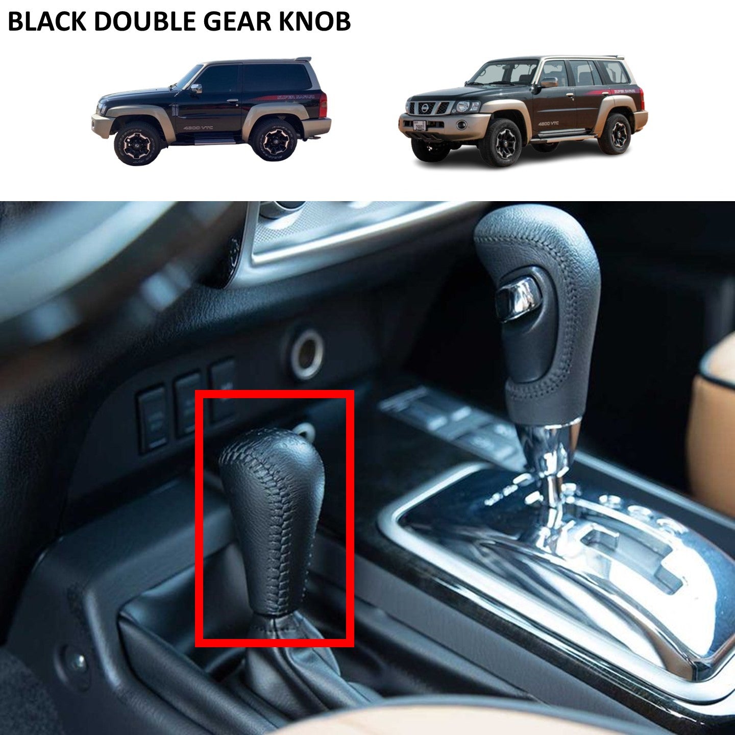 Black Double Gear Knob Automatic - Nissan Patrol Y61 GU VTC