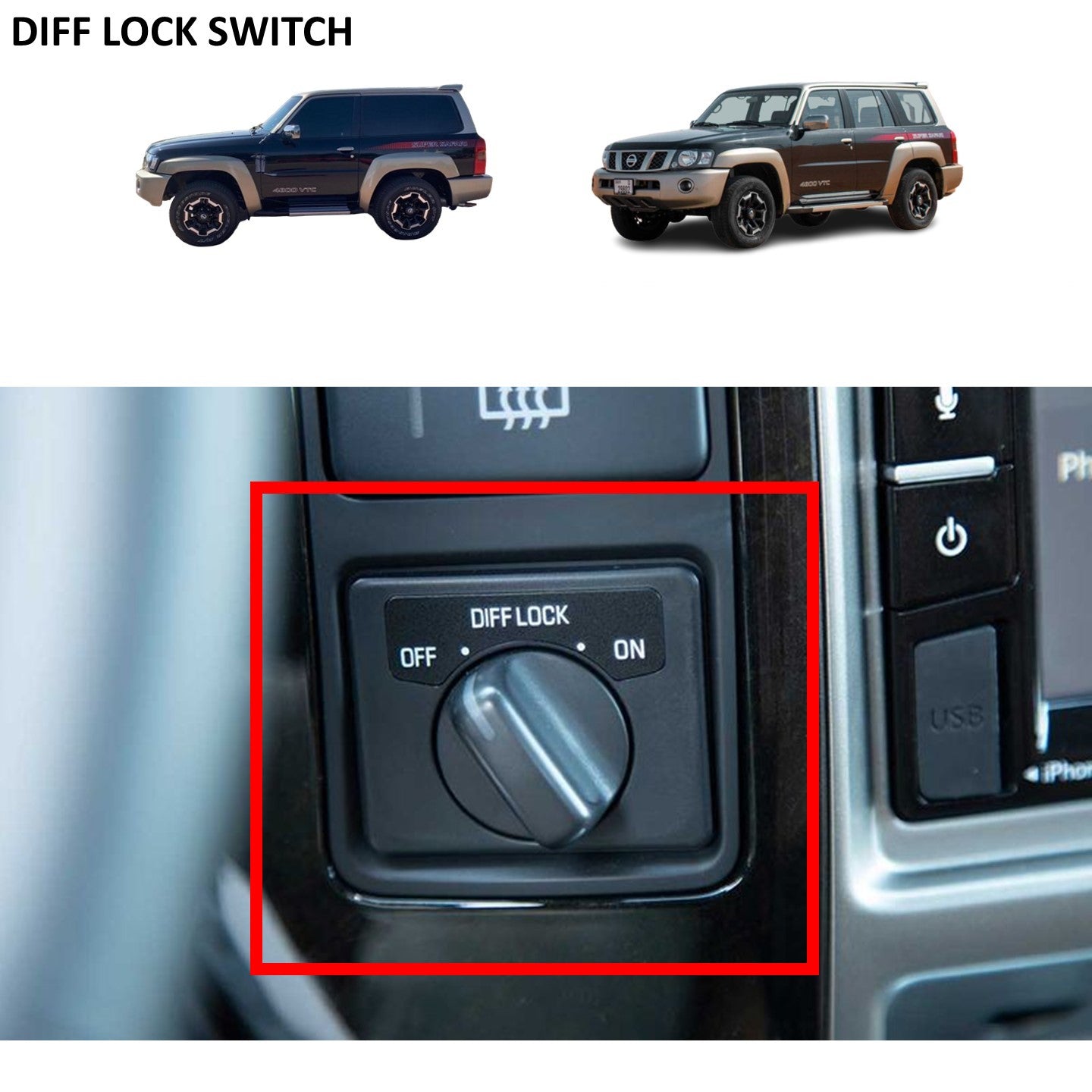 Diff Lock Switch Nissan Patrol Y61 VTC GU