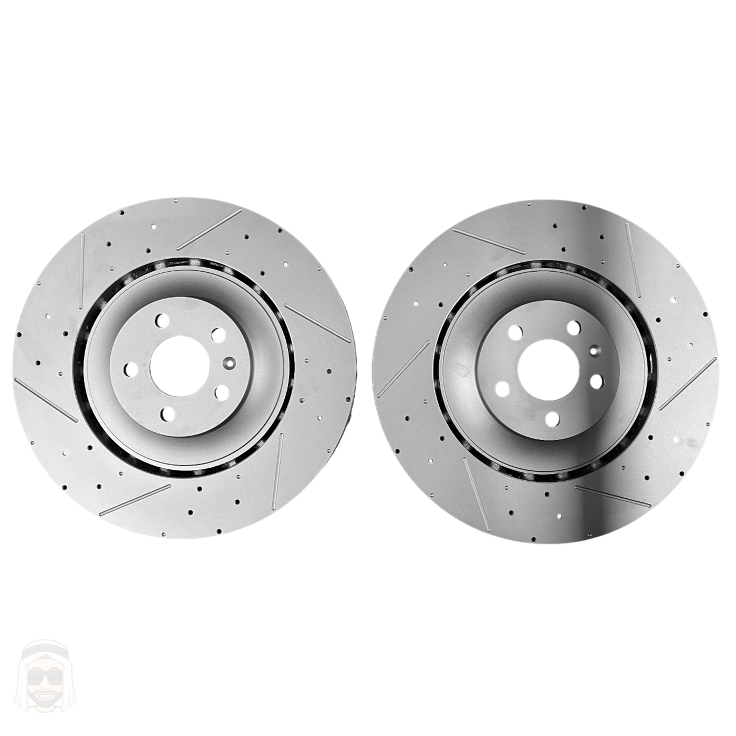 Audi S8 2013 to 2018 - Front Drilled and Slotted Brake Disc Rotors by PowerStop Evolution (A8) (EBR1212XPR)