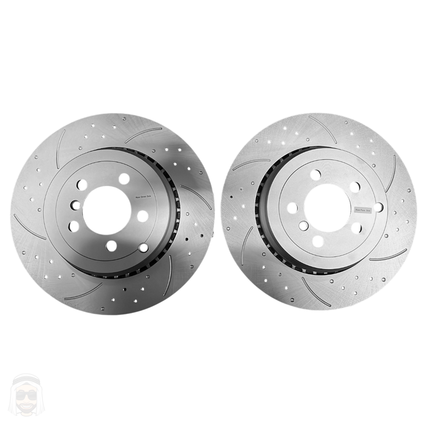 Range Rover Vogue Supercharged 2010 to 2012 - Rear Drilled and Slotted Brake Disc Rotors by PowerStop Evolution (Land Rover) (EBR1406XPR)