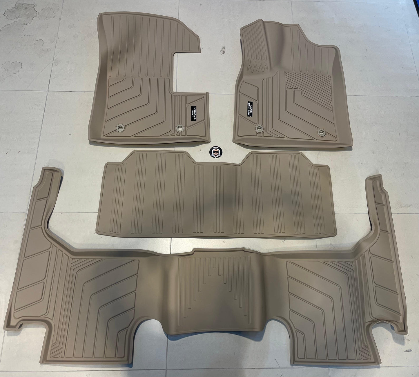 Waterproof Beige Rubber Floor Mats - Toyota Land Cruiser LC300