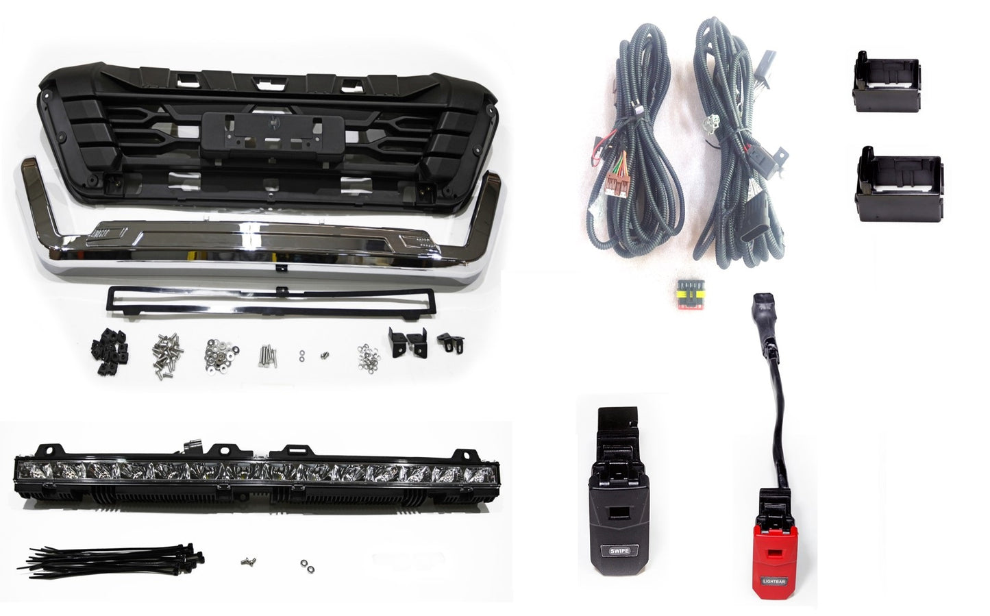 Falcon Front Bumper Guard and LED Lightbar and DRL Halo Fog Lights (Nissan Patrol Y61 VTC GU Safari Falcon Edition)