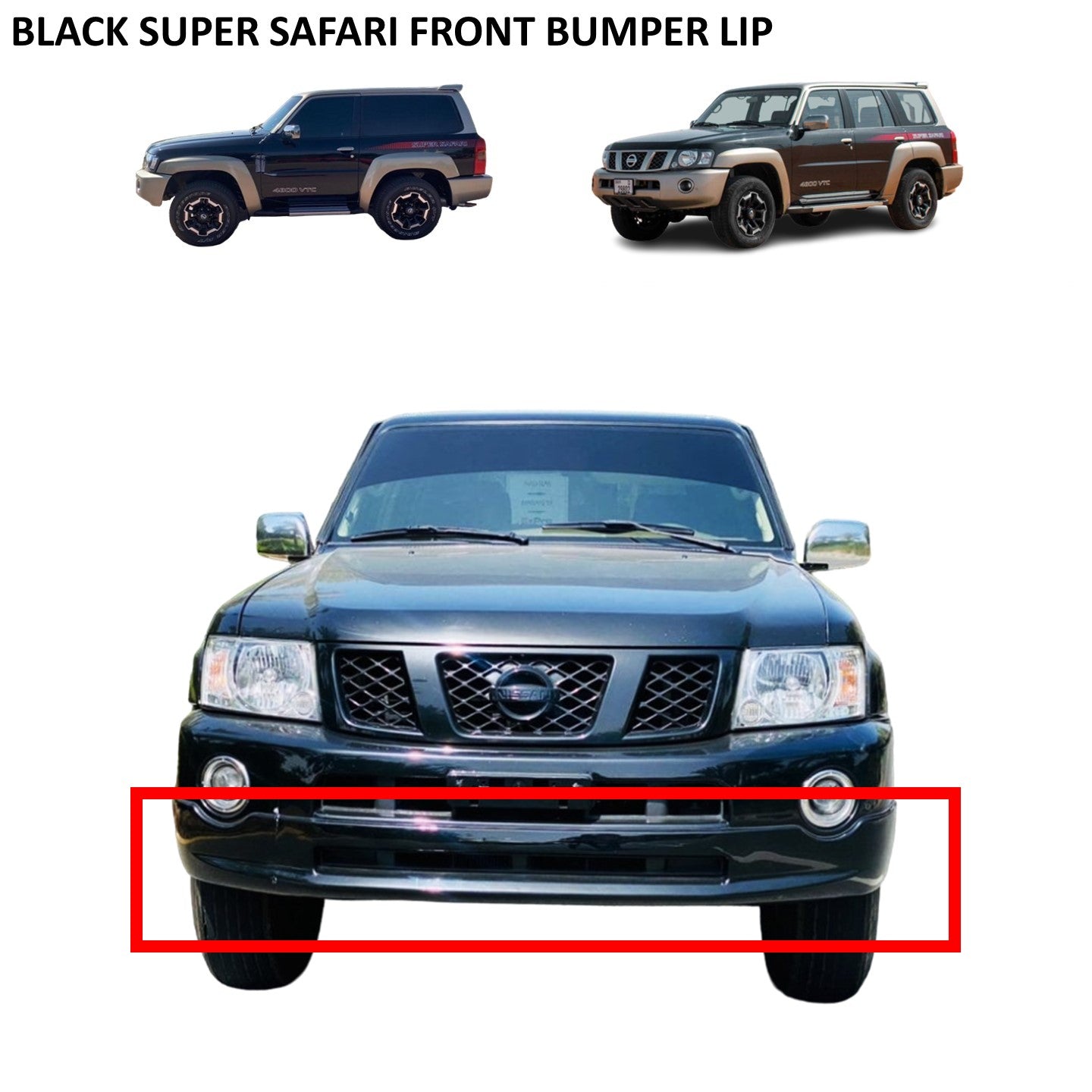 Front Bumper Air Spoiler Super Safari Black - Nissan Patrol Y61 VTC GU
