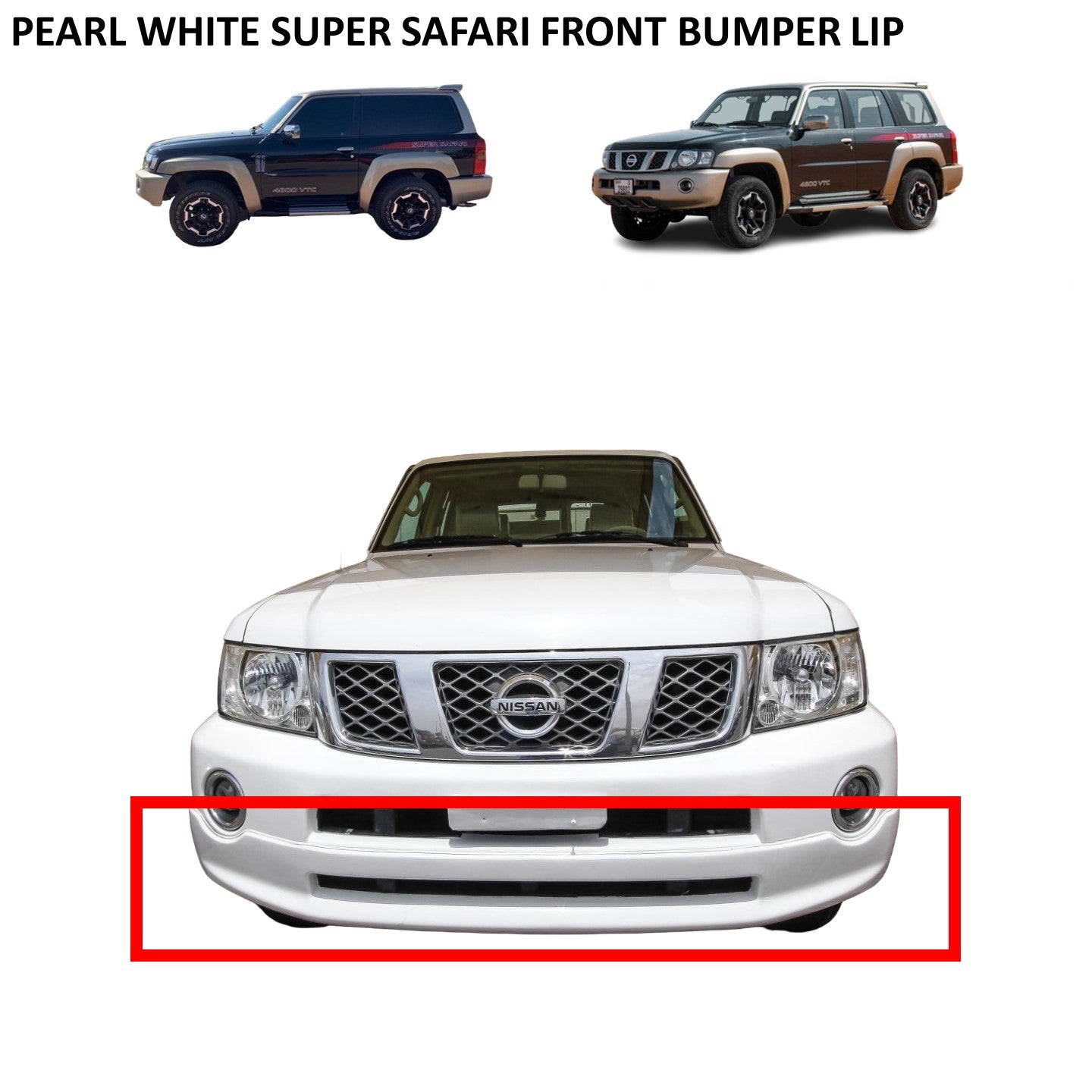 Front Bumper Air Spoiler Super Safari Pearl White - Nissan Patrol Y61 VTC GU