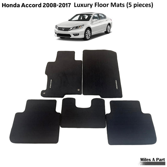 Honda Accord 2008-2017 Luxury Black Floor Mats with Logo (5 pieces)