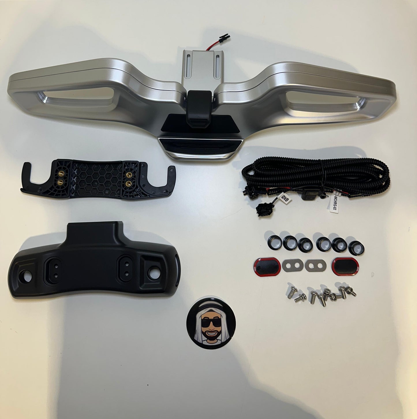 Rear Seat Jacket Hanger with Wireless Charger and Phone Holder (Satin Chrome)