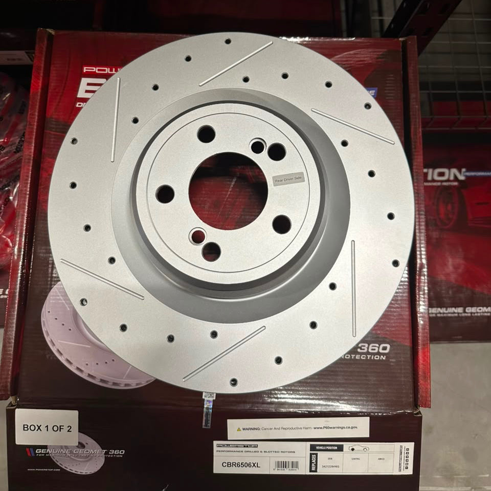 Rear 385x24mm Drilled Slotted Brake Rotors PowerStop Evolution CBR6506-CBR6507