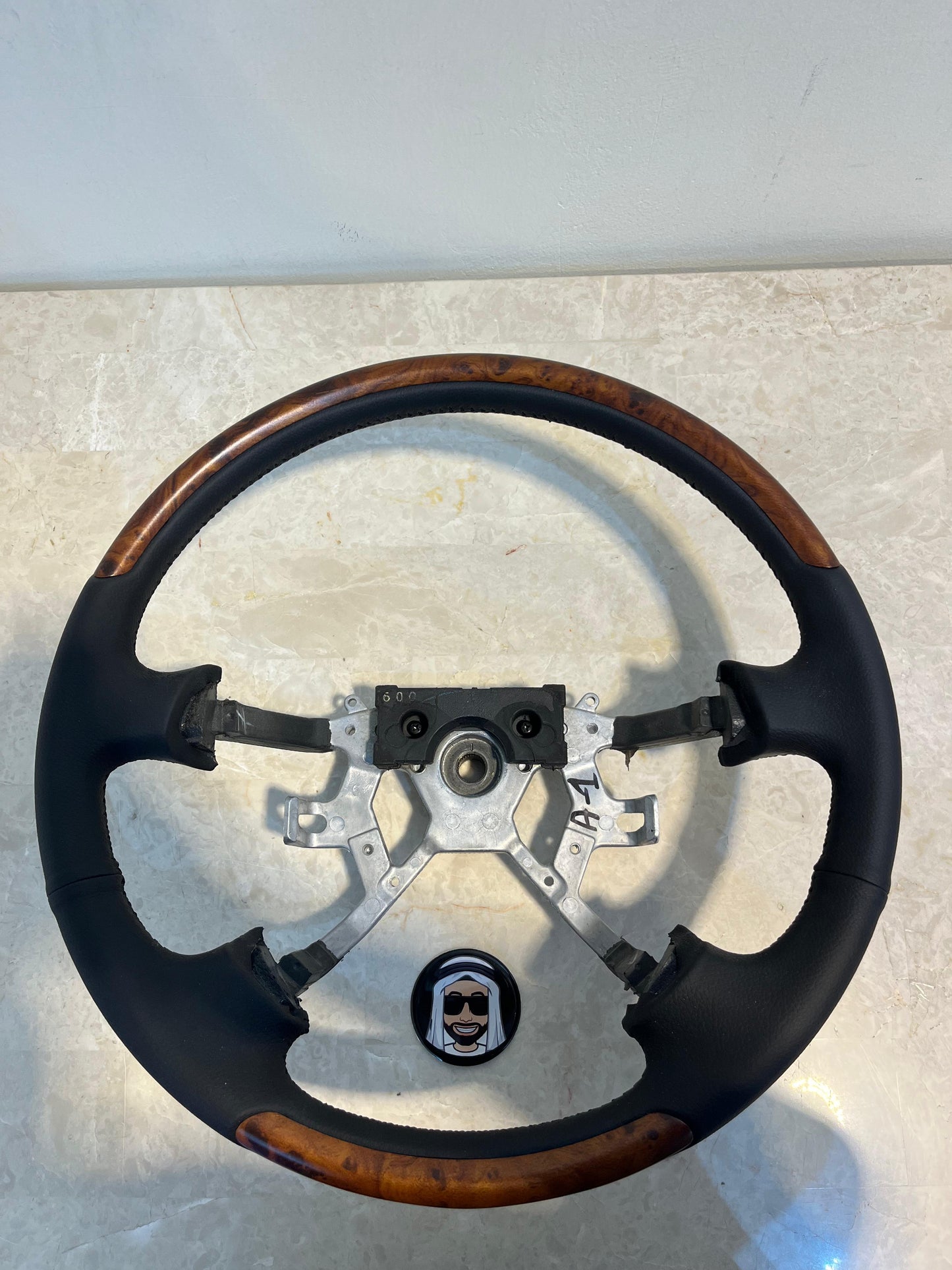 Black Steering Wheel with Matt Brown Wood Safari Nissan Patrol Y61 VTC GU