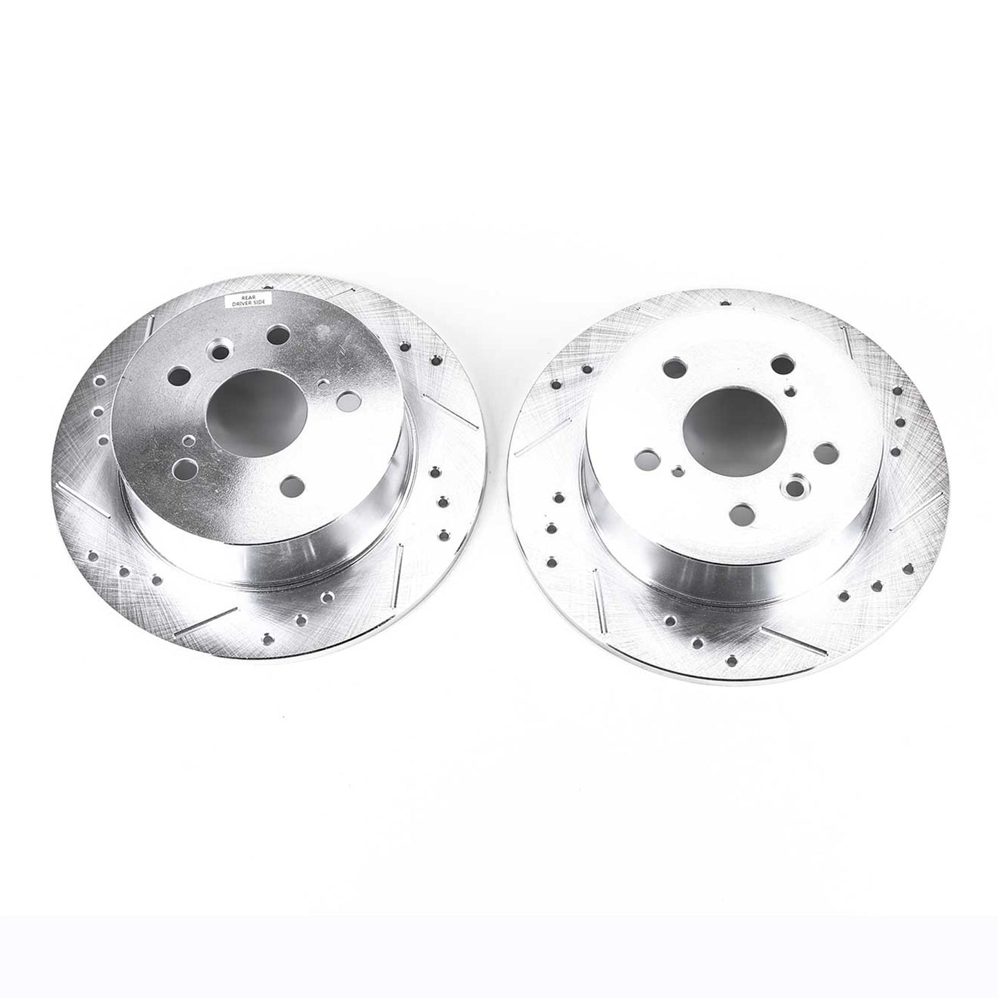 Toyota Lexus - Rear Drilled and Slotted Brake Disc Rotors by PowerStop Evolution (Camry Avalon ES350 GCC USA) (JBR1145XPR)