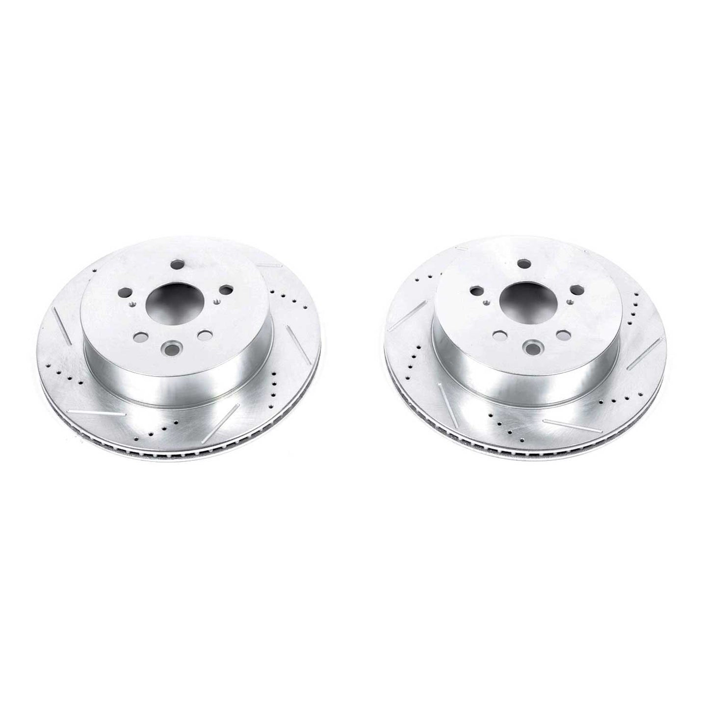 Lexus GS IS RC - Rear Drilled and Slotted Brake Disc Rotors by PowerStop Evolution (GS300 GS350F GS430 GS450h GS460 IS200t IS350F RC350F) (JBR1148XPR)