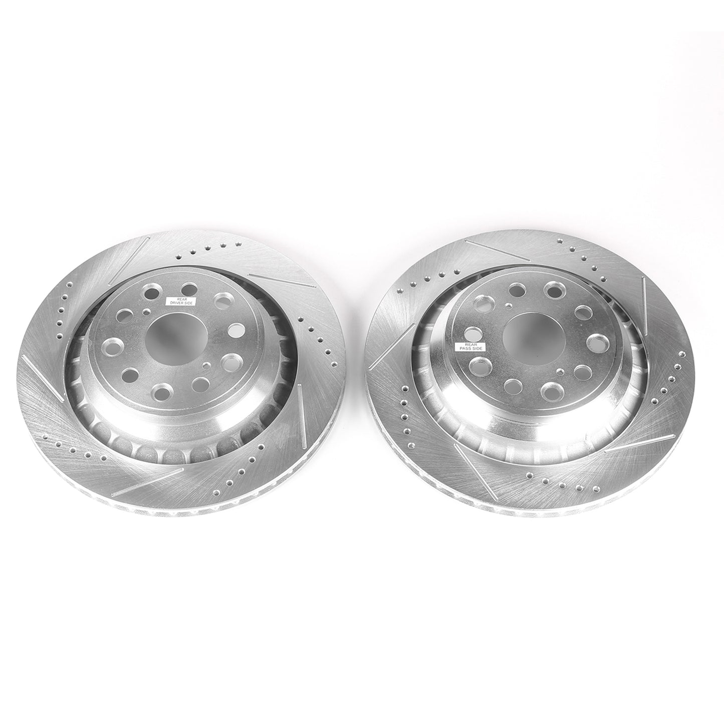 Lexus LS460L and LS460F Sport - Rear Drilled and Slotted Brake Disc Rotors by PowerStop Evolution (JBR1352XPR JBR1353XPR)