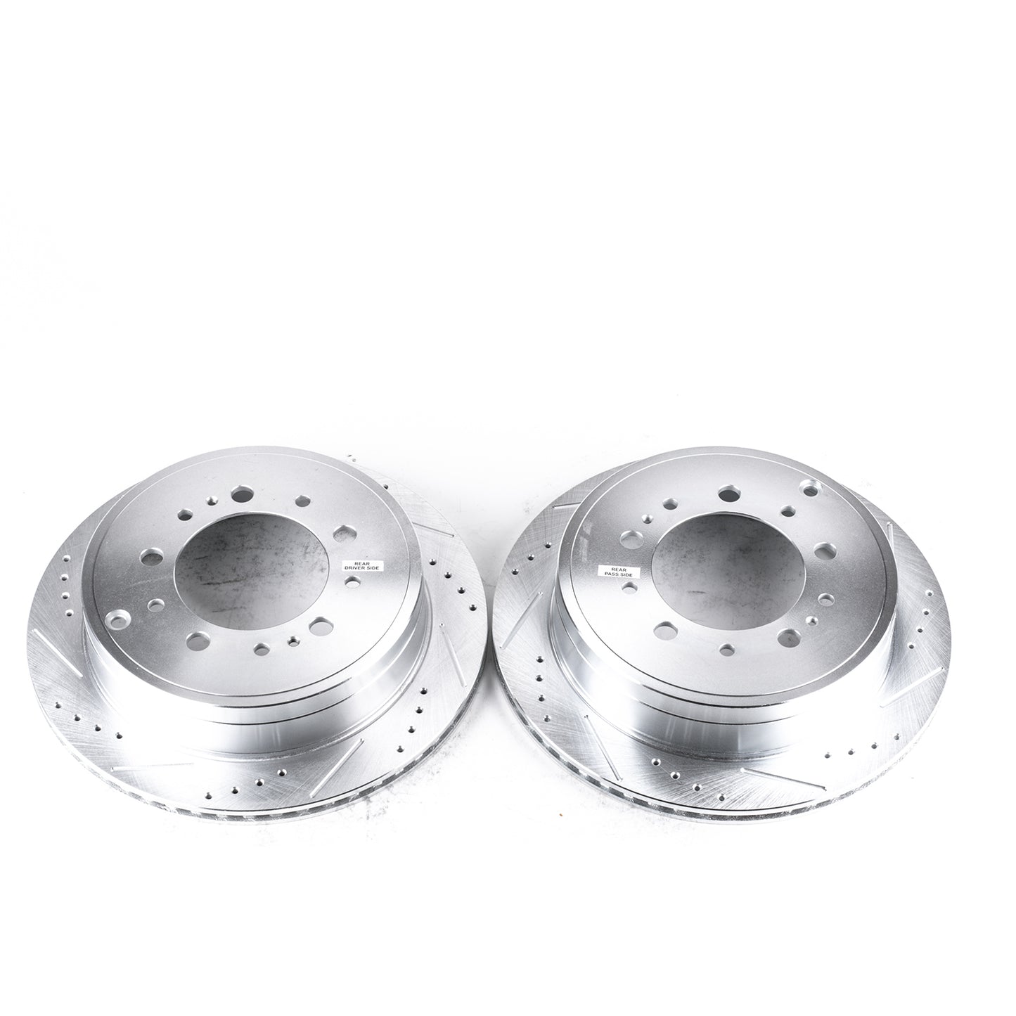 Toyota LC200 (2008-2021) - Rear Drilled and Slotted Brake Disc Rotors by PowerStop Evolution (Land Cruiser Tundra Sequoia Lexus LX570) (JBR1355XPR)